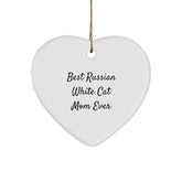 Russian White Cat Mom Ever Heart Ornament, Gifts from Family to Friends, Unique Christmas Unique Gifts for Russian White Cat Lovers - Image 1